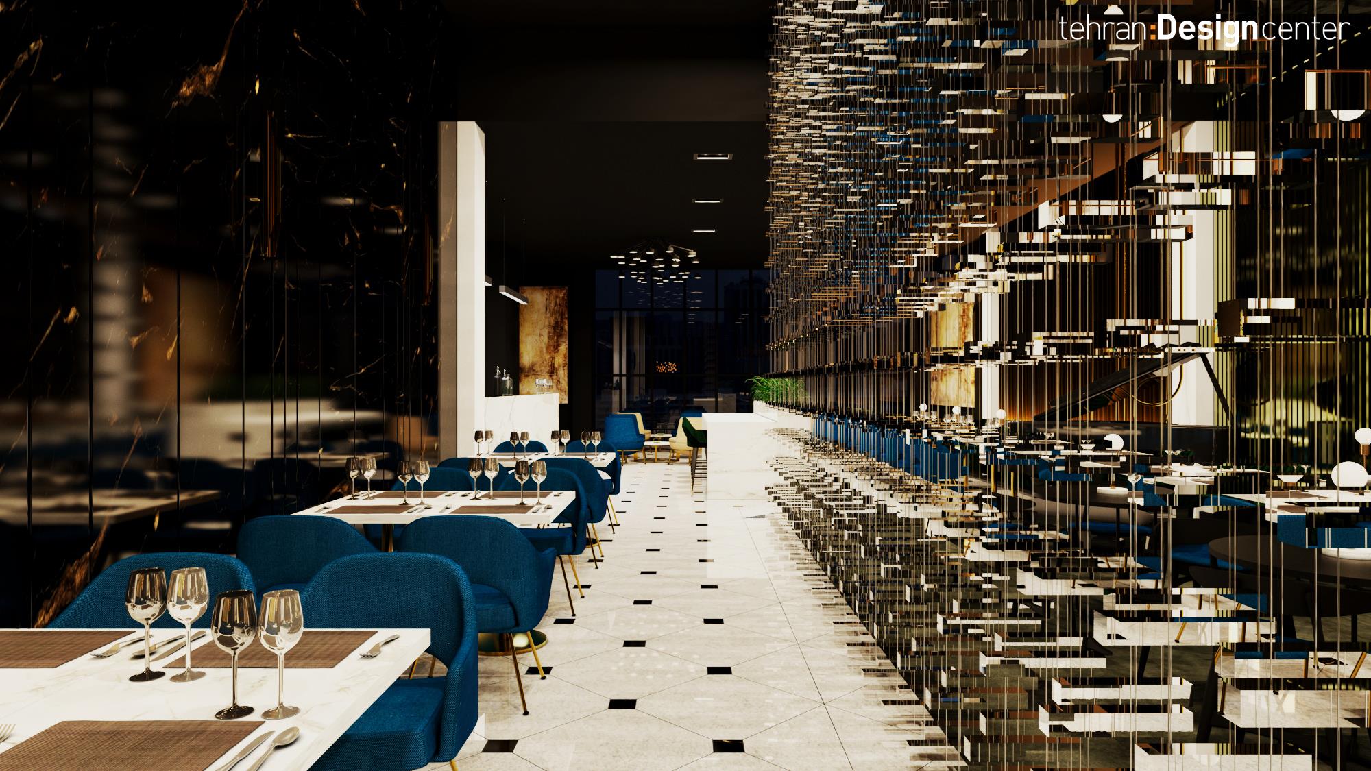 طراحی دکوراسیون رستوران لاکچری | شرکت معماری داخلی و دکوراسیون تهران دیزاین سنتر