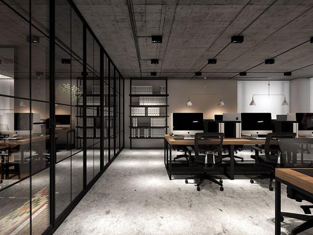 طراحی داخلی دفتر کار به سبک صنعتی | شرکت معماری و دکوراسیون داخلی تهران دیزاین سنتر