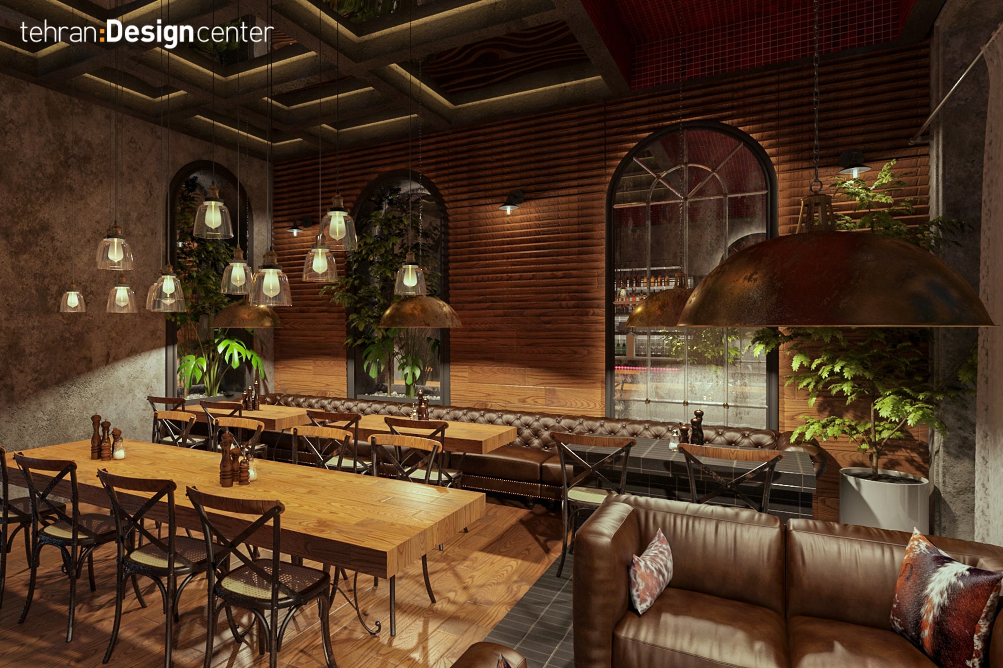 طراحی رستوران با چوب | شرکت معماری داخلی و دکوراسیون تهران دیزاین سنتر